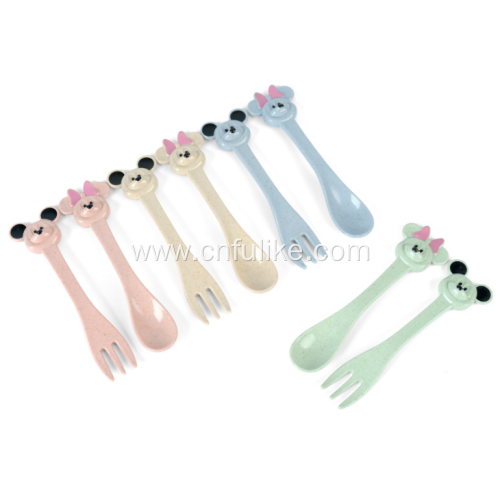 Wheat Straw Plastic Kids Spoons Forks for Baby